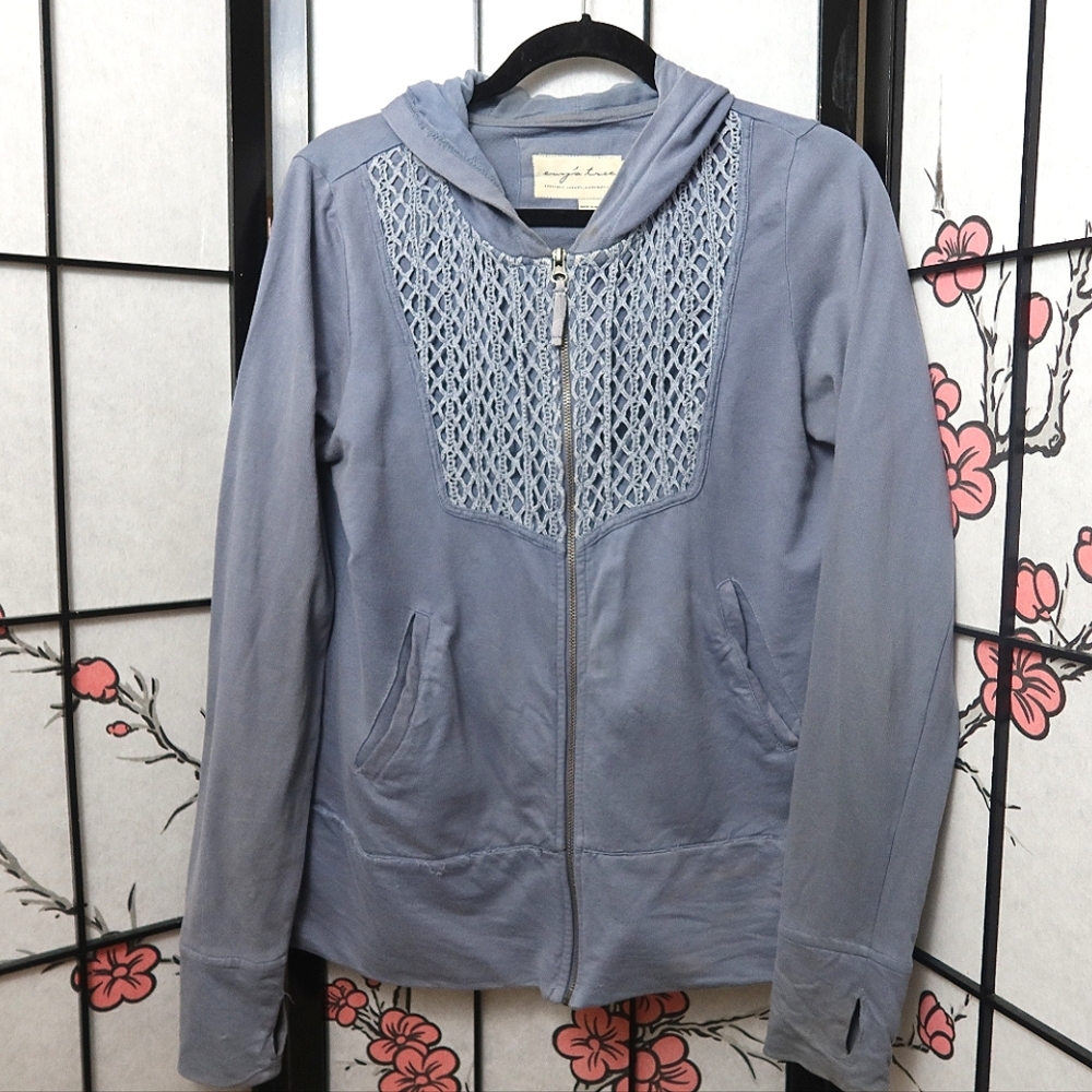 Evy's Tree Powder Blue Hooded Zip-Up Sweatshirt Medium